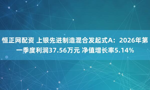 恒正网配资 上银先进制造混合发起式A：2026年第一季度利润37.56万元 净值增长率5.14%